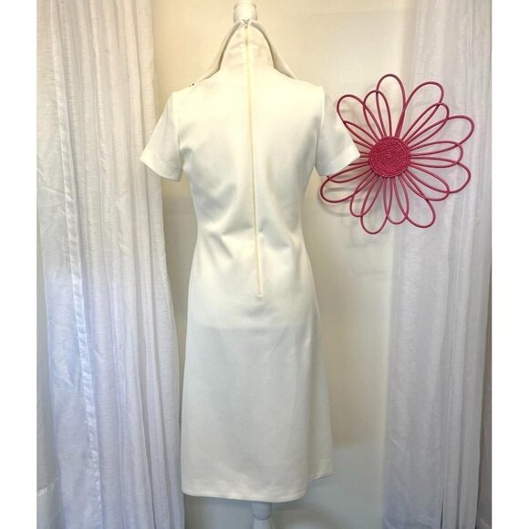 David Crystal Mod Vintage Dress 60s 70s Union Label Dagger Collar Dress MED - Picture 2 of 9